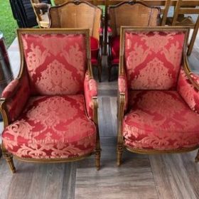 fauteuils-rouge-bois